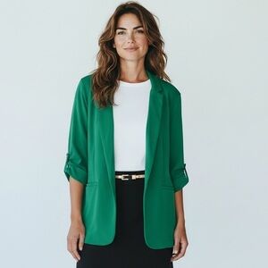 Maurices Women’s Versa Front Boyfriend Blazer in Emerald Jewel Green Size XL